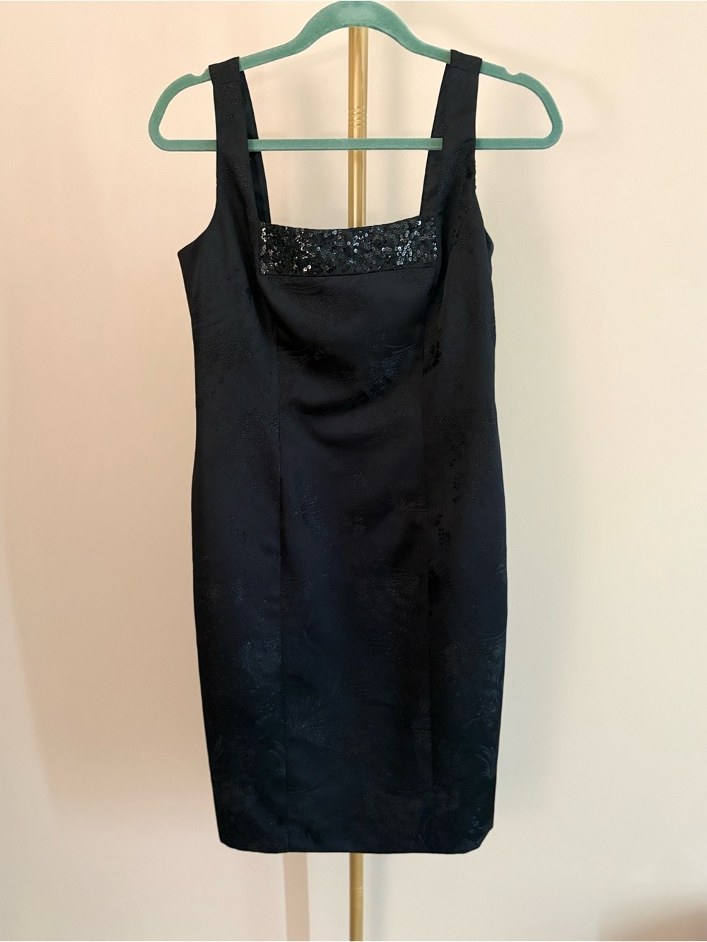 Evan Picone Black Sequin-Trim Midi Dress